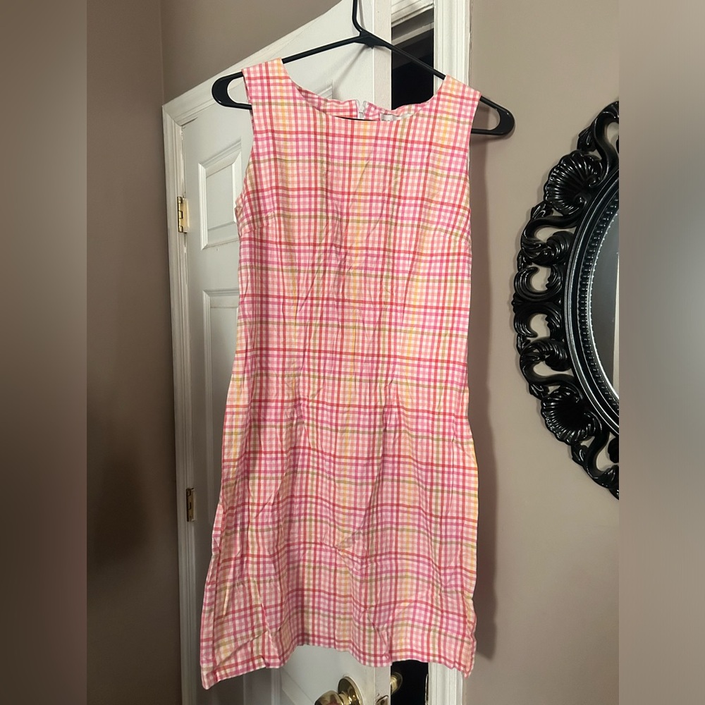 Pink and White Gingham Cotton Mini Dress